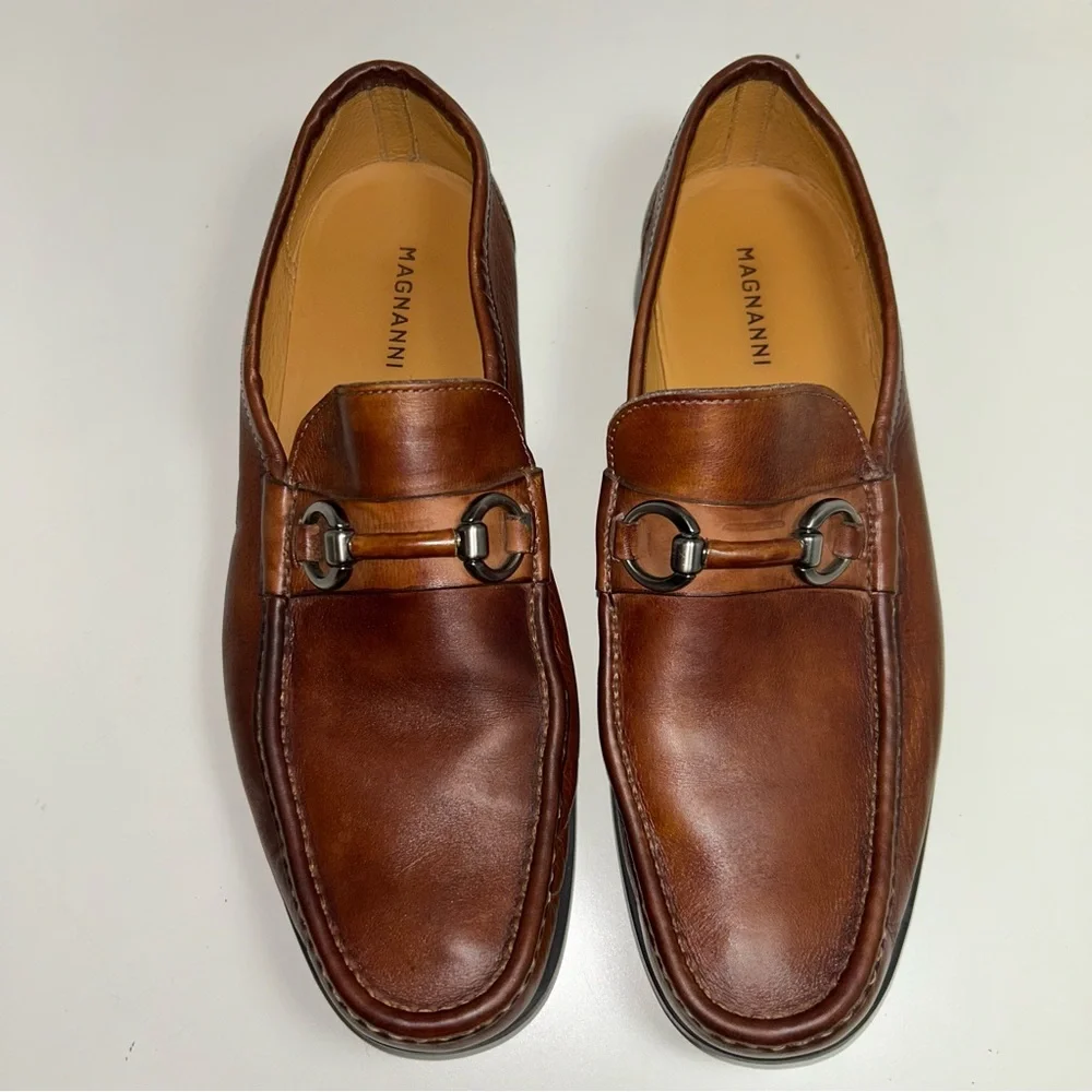 Magnanni Brown Leather Bit Loafers